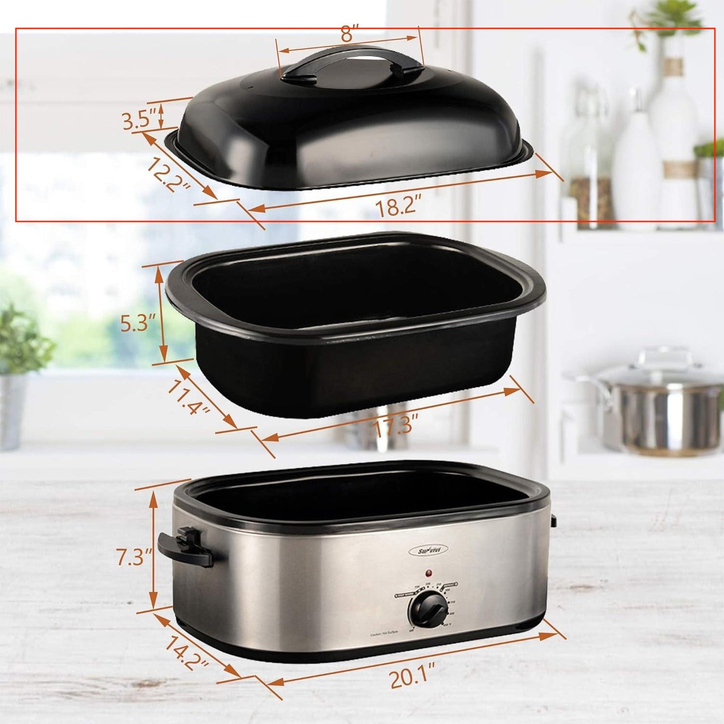 Sunvivi Electric Roaster Lid - 18 QT