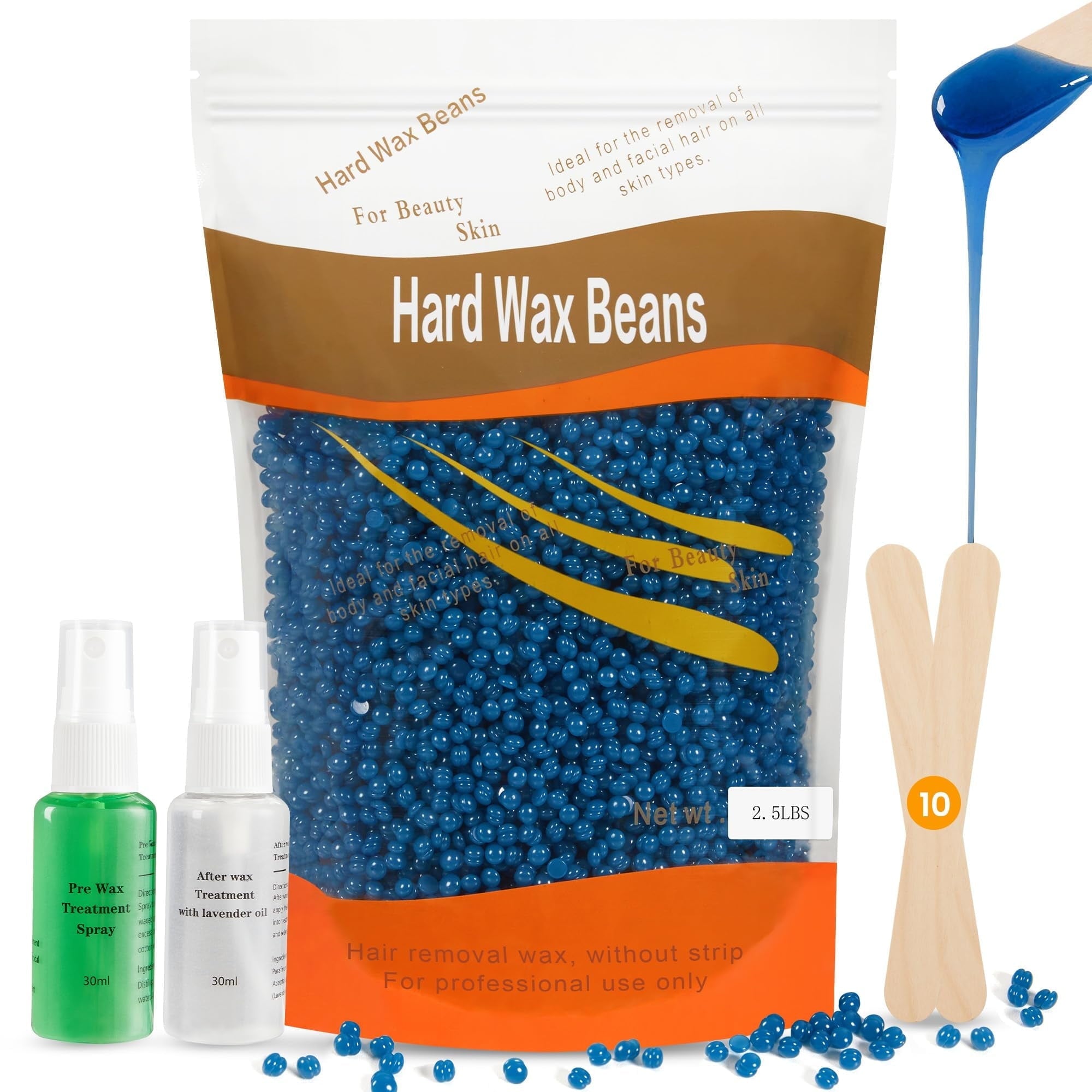 Sunvivi Hard Wax Beads for Hair Removal 2.5lb Brazilian Bikini Hard Waxing Kit - Hair Removal Waxes & Waxing Kits