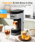 Sunvivi Iced & Hot Coffee Maker: Single Serve Coffee Maker with 3 Brewing Options for K Pod Ground Coffee & Tea