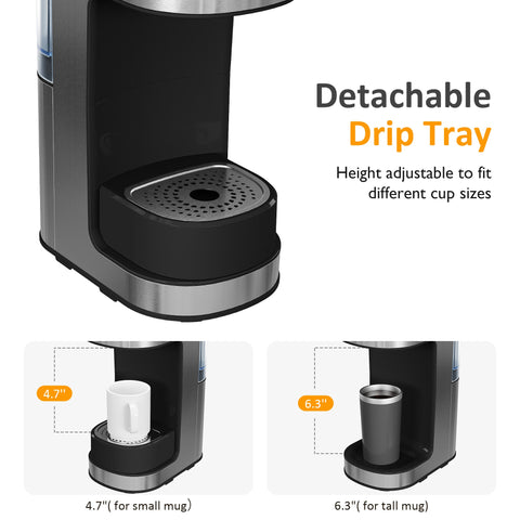 Sunvivi Iced & Hot Coffee Maker: Single Serve Coffee Maker with 3 Brewing Options for K Pod Ground Coffee & Tea