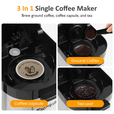 Sunvivi Iced & Hot Coffee Maker: Single Serve Coffee Maker with 3 Brewing Options for K Pod Ground Coffee & Tea