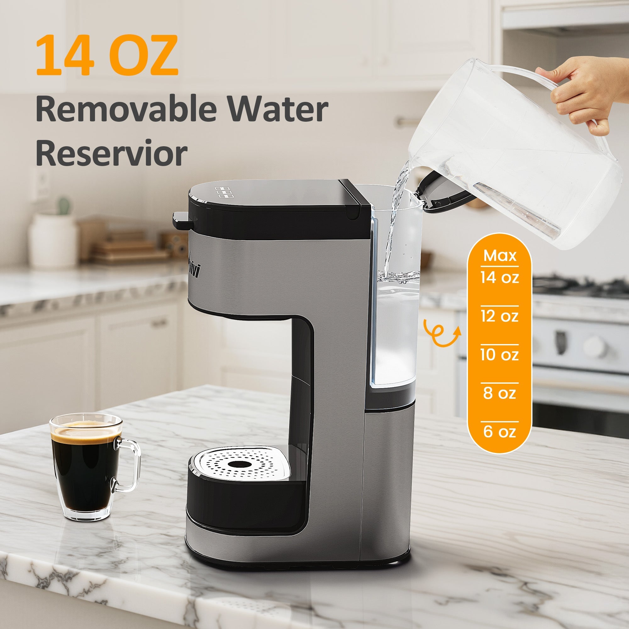 Sunvivi Iced & Hot Coffee Maker: Single Serve Coffee Maker with 3 Brewing Options for K Pod Ground Coffee & Tea
