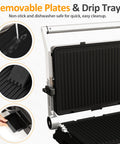 Sunvivi Indoor Grill & Griddle with Preset Menu 1600W Electric Panini Press Sandwich Maker Removable Nonstick Plates