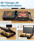 Sunvivi Panini Press Sandwich Maker: Electric Panini Press Grill with Locking Lid Portable Indoor Panini Maker