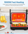 Sunvivi Panini Press Sandwich Maker: Electric Panini Press Grill with Locking Lid Portable Indoor Panini Maker
