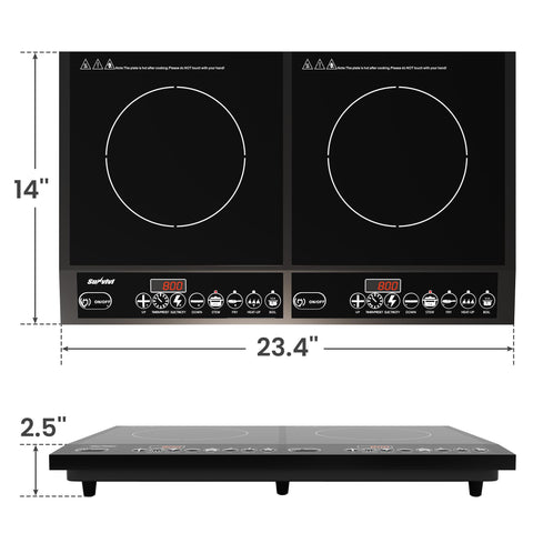 Sunvivi Portable Dual Induction Cooktop Commercial-Grade Electric Countertop Burner with Timer Induction Hot Plate