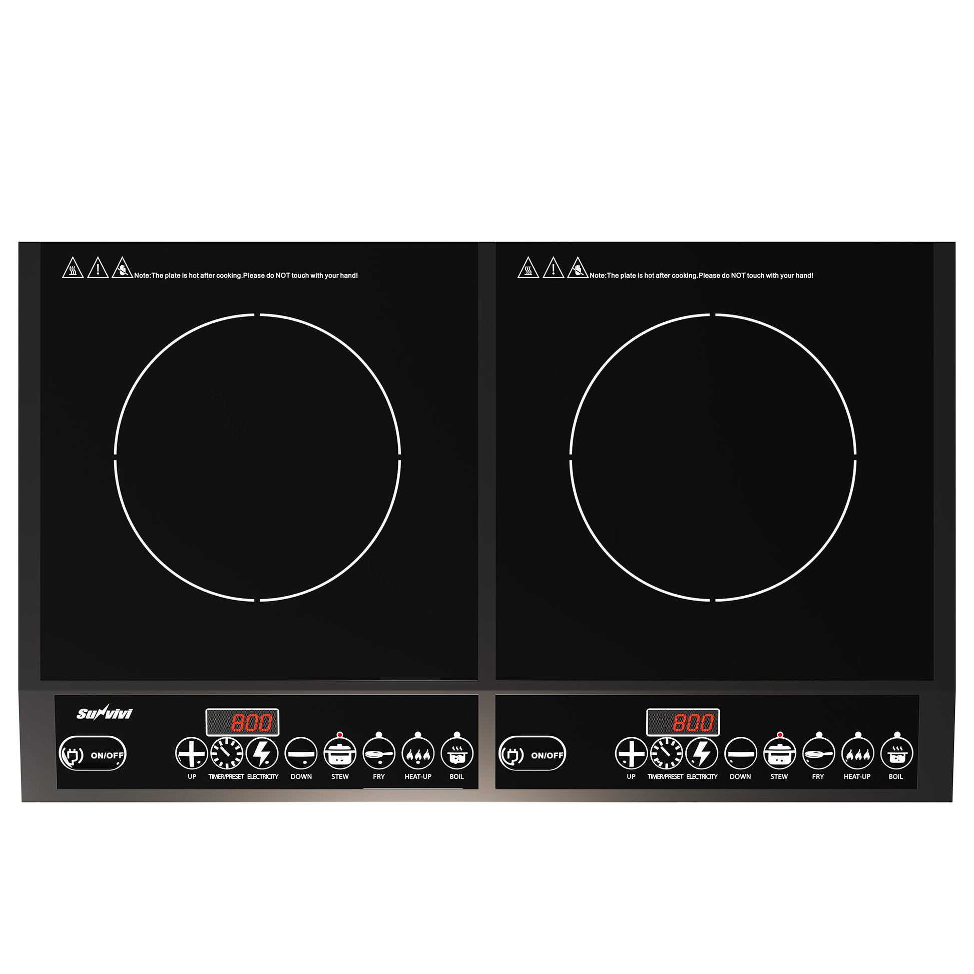 Sunvivi Portable Dual Induction Cooktop Commercial-Grade Electric Countertop Burner with Timer Induction Hot Plate