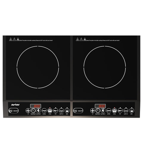 Sunvivi Portable Dual Induction Cooktop Commercial-Grade Electric Countertop Burner with Timer Induction Hot Plate