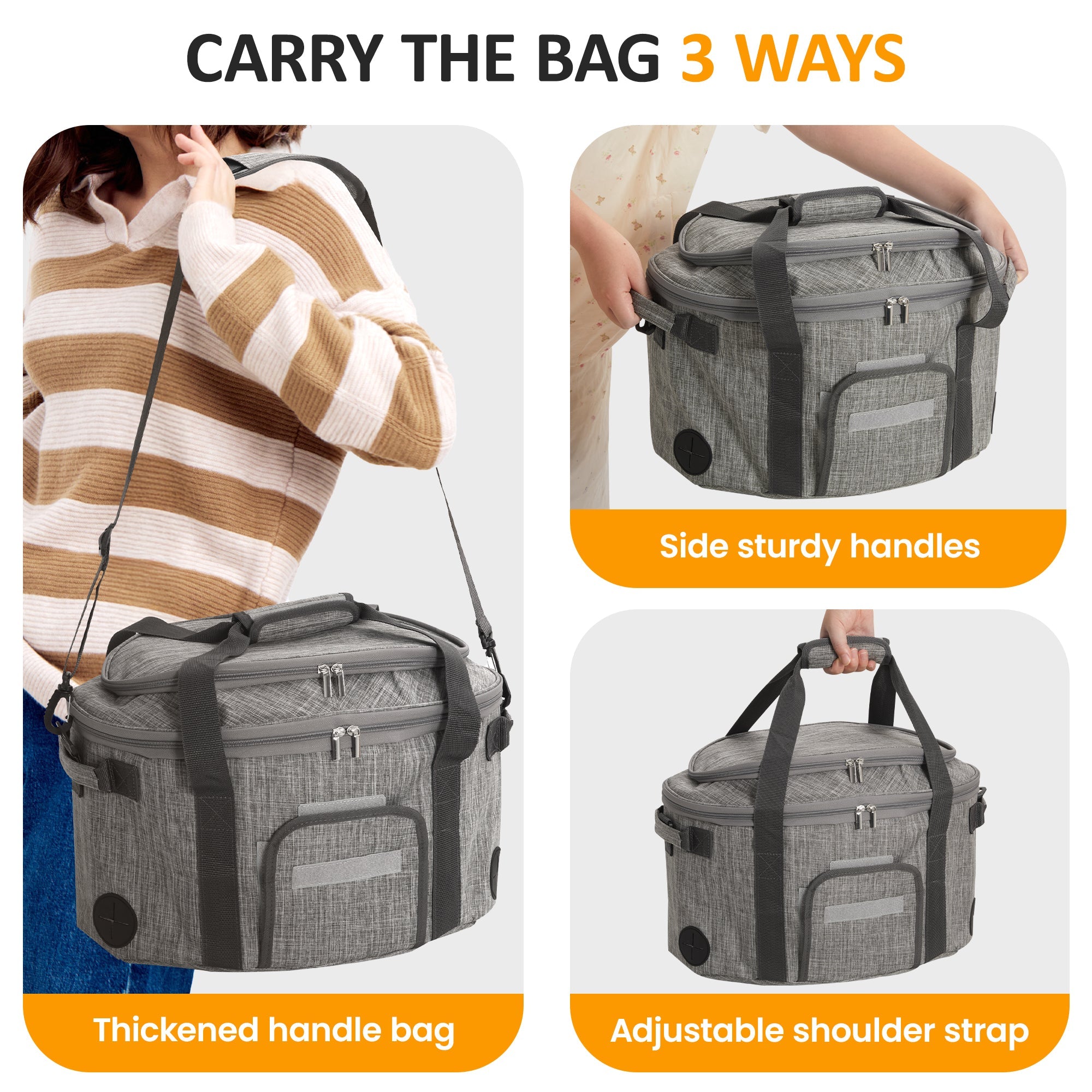 Sunvivi Portable Slow Cooker Bag Fits for 6-8 Quart - Slow Cooker Bag