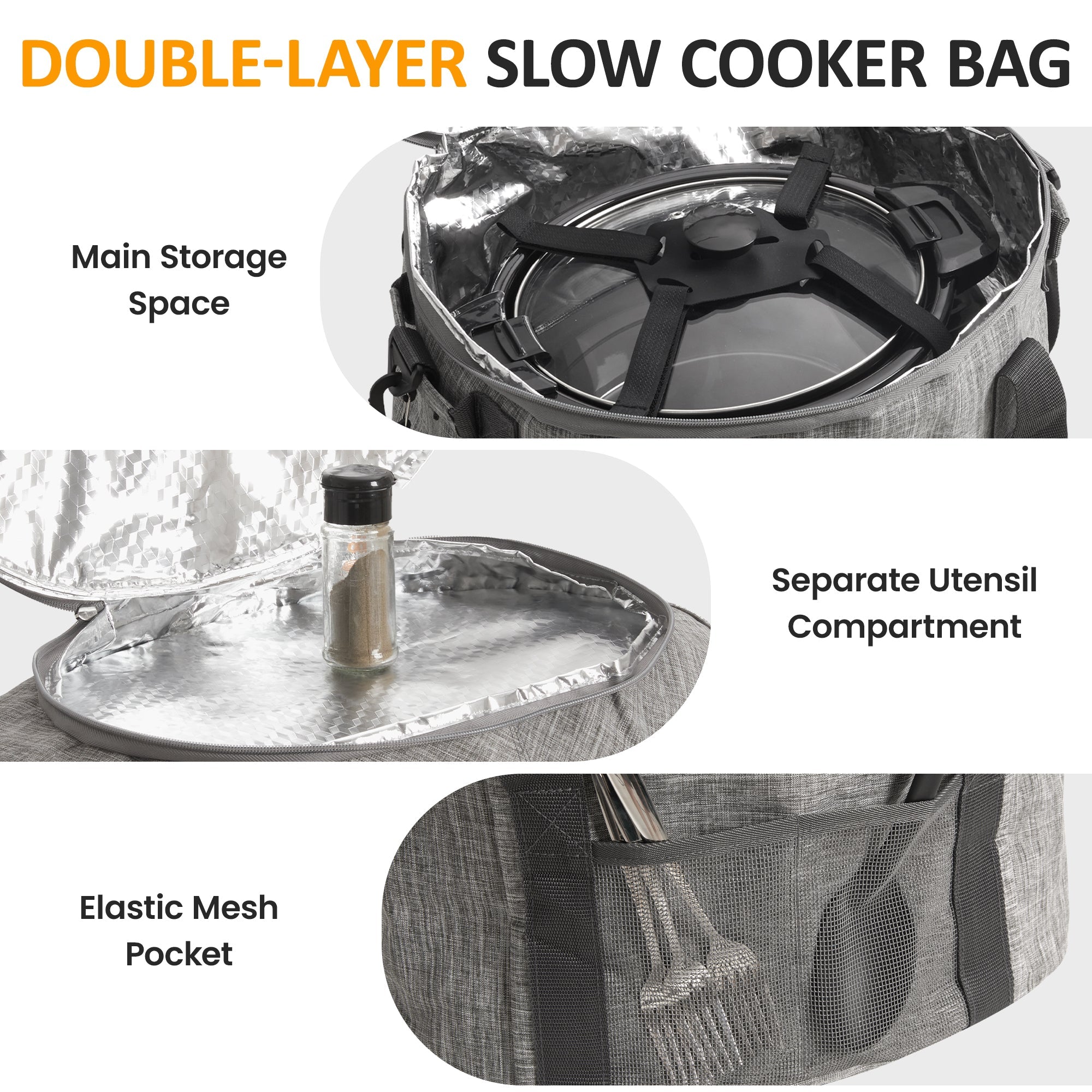 Sunvivi Portable Slow Cooker Bag Fits for 6-8 Quart - Slow Cooker Bag