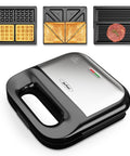 SUNVIVI Sandwich Maker Panini Press Grill and Waffle Iron Set 3 in1 Electric Sandwich Press - Sandwich Grills