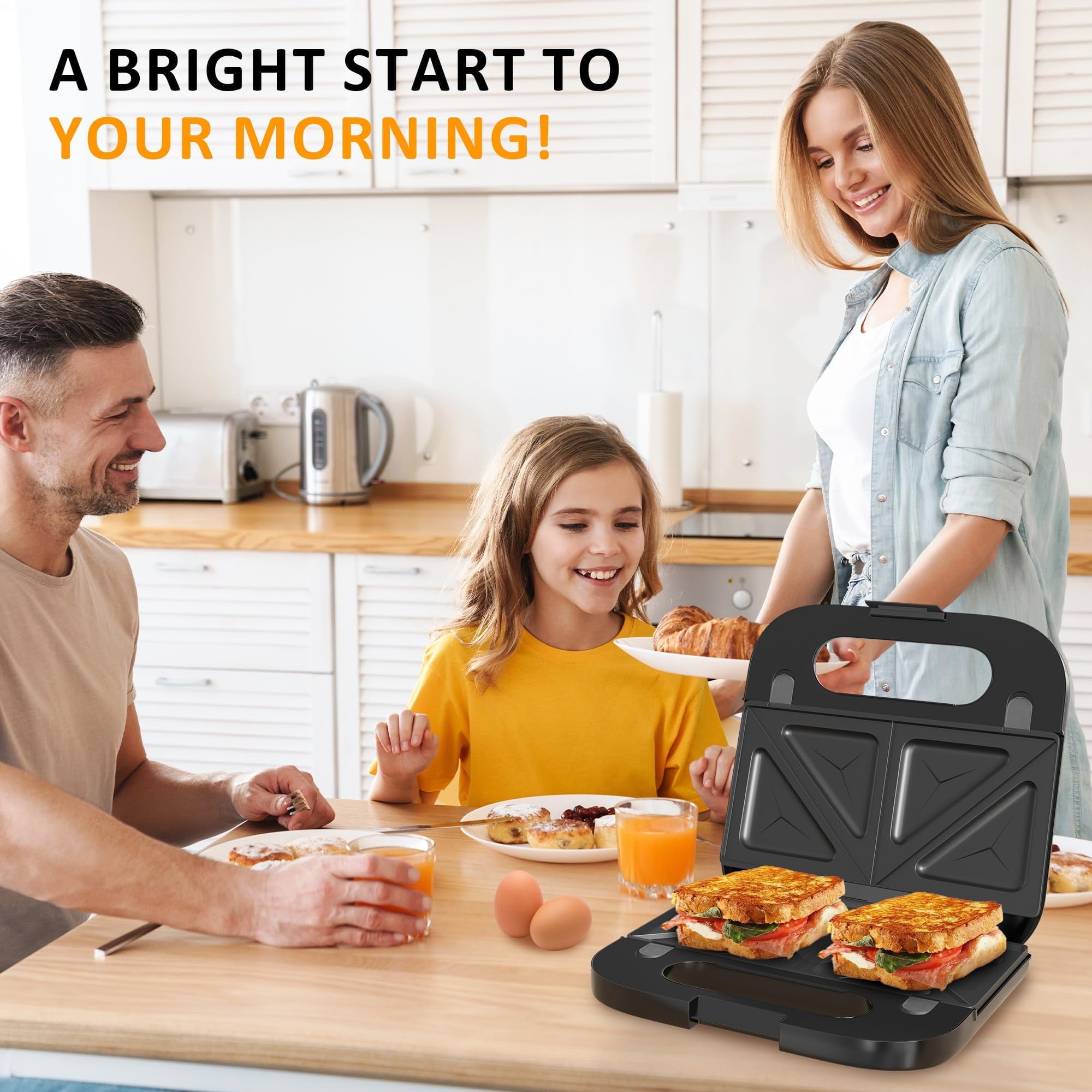 SUNVIVI Sandwich Maker Panini Press Grill and Waffle Iron Set 3 in1 Electric Sandwich Press - Sandwich Grills
