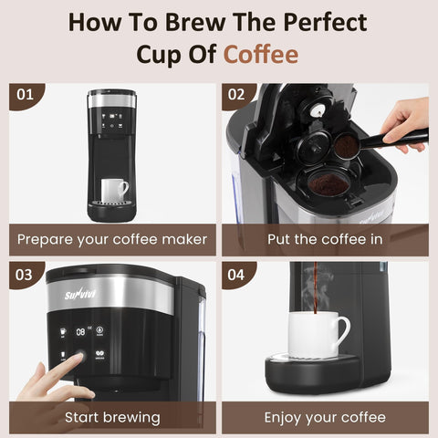 Sunvivi Single Serve Coffee Maker 30oz Removable Water Reservoir Black - Single-Serve Brewers