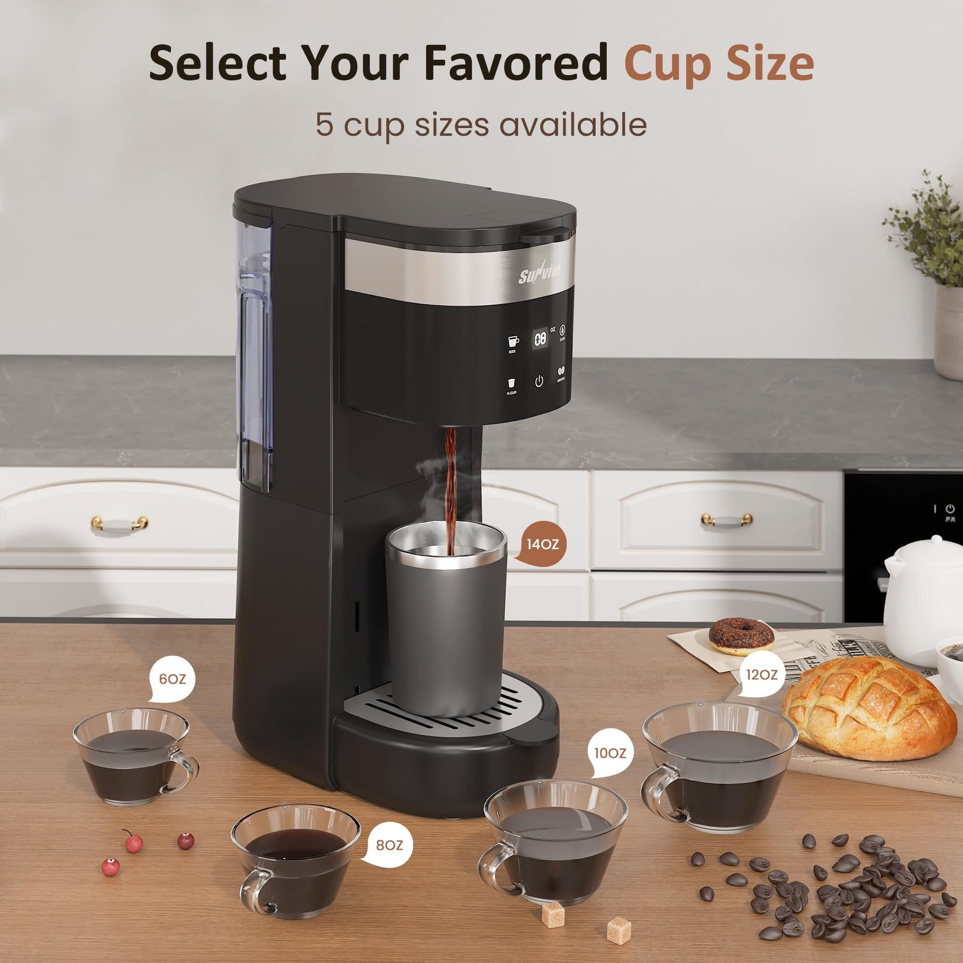 Sunvivi Single Serve Coffee Maker 30oz Removable Water Reservoir Black - Single-Serve Brewers