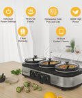 Sunvivi Slow Cooker with 10 Cooking Liners 3 Pot 1.5 Quart Oval Crock Food Warmer Buffet Server - silver