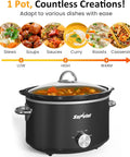 Sunvivi Small Slow Cooker 4QT Mini Food Warmer with 3 Heating Settings Removable Ceramic Pot Dishwasher Safe Glass Lid