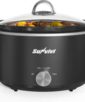 Sunvivi Small Slow Cooker 4QT Mini Food Warmer with 3 Heating Settings Removable Ceramic Pot Dishwasher Safe Glass Lid