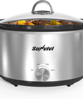 Sunvivi Small Slow Cooker 4QT Mini Food Warmer with 3 Heating Settings Removable Ceramic Pot Dishwasher Safe Glass Lid