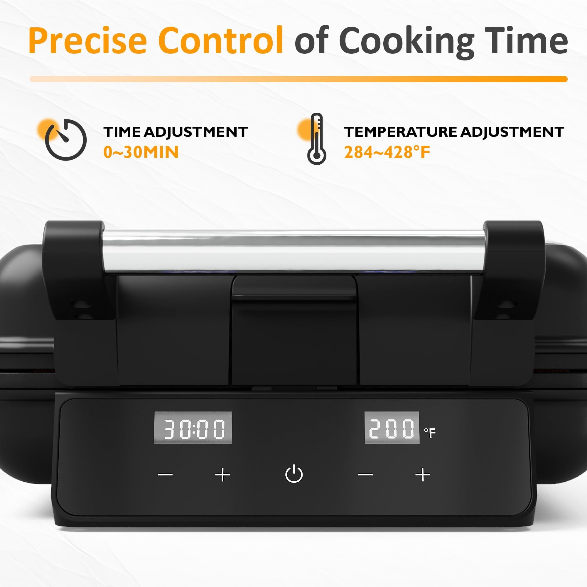 Sunvivi Stainless Steel Waffle Maker 4 Slices with Quick Heat-Up - Electric Waffle Makers