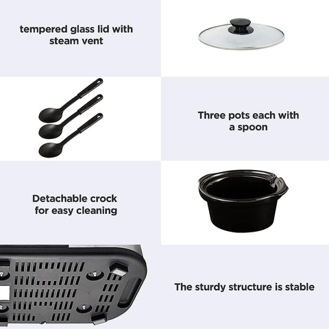 Sunvivi Triple Slow Cooker Buffet Server 3*1.5QT