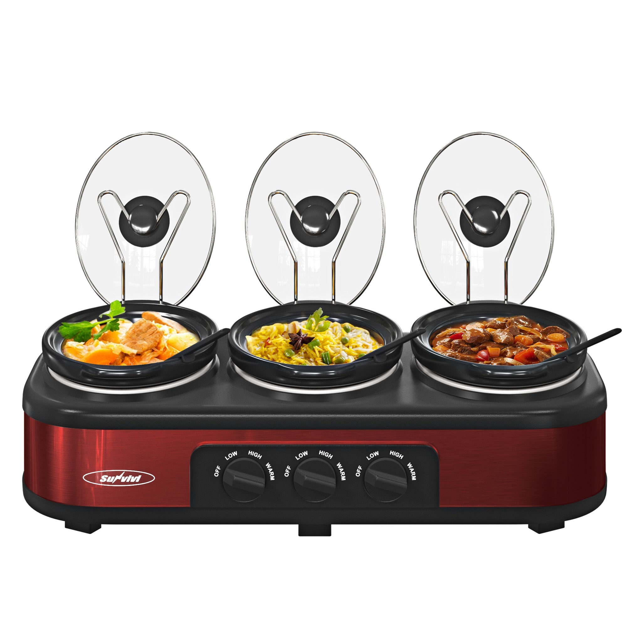 Sunvivi Slow Cooker, Triple Slow Cooker Buffet Server 3 Pot display picture 1