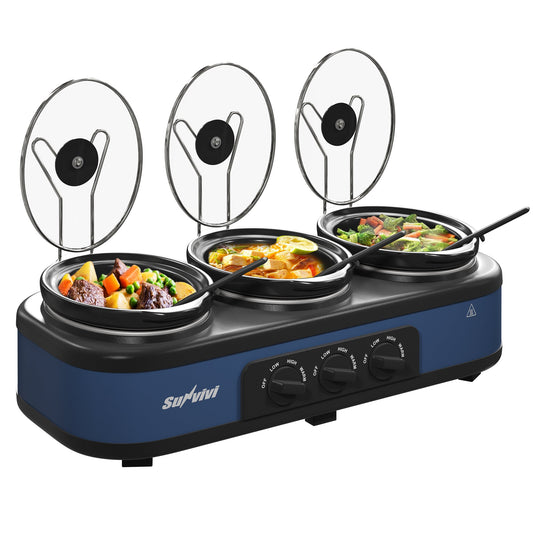 Sunvivi Triple Slow Cooker Buffet Servers and Warmer 3*2.5 Quarts