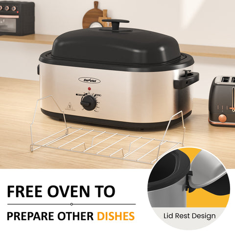 Sunvivi Turkey Roaster with 3 Separate Buffet Server Trays (18-20QT)